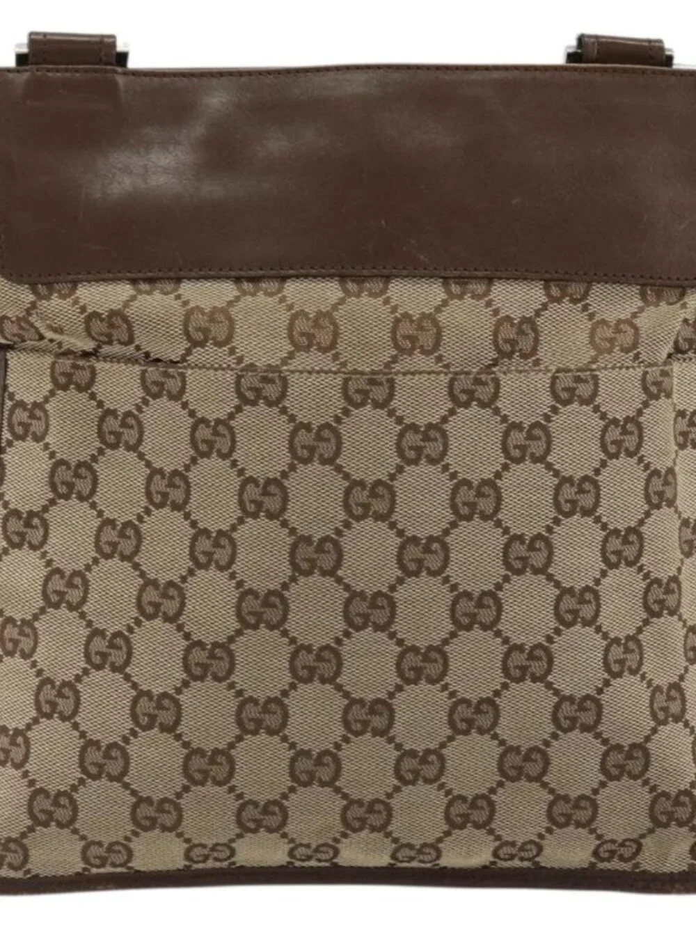 GUCCI GG Canvas Shoulder Bag Beige Silver 27639 Auth 175360